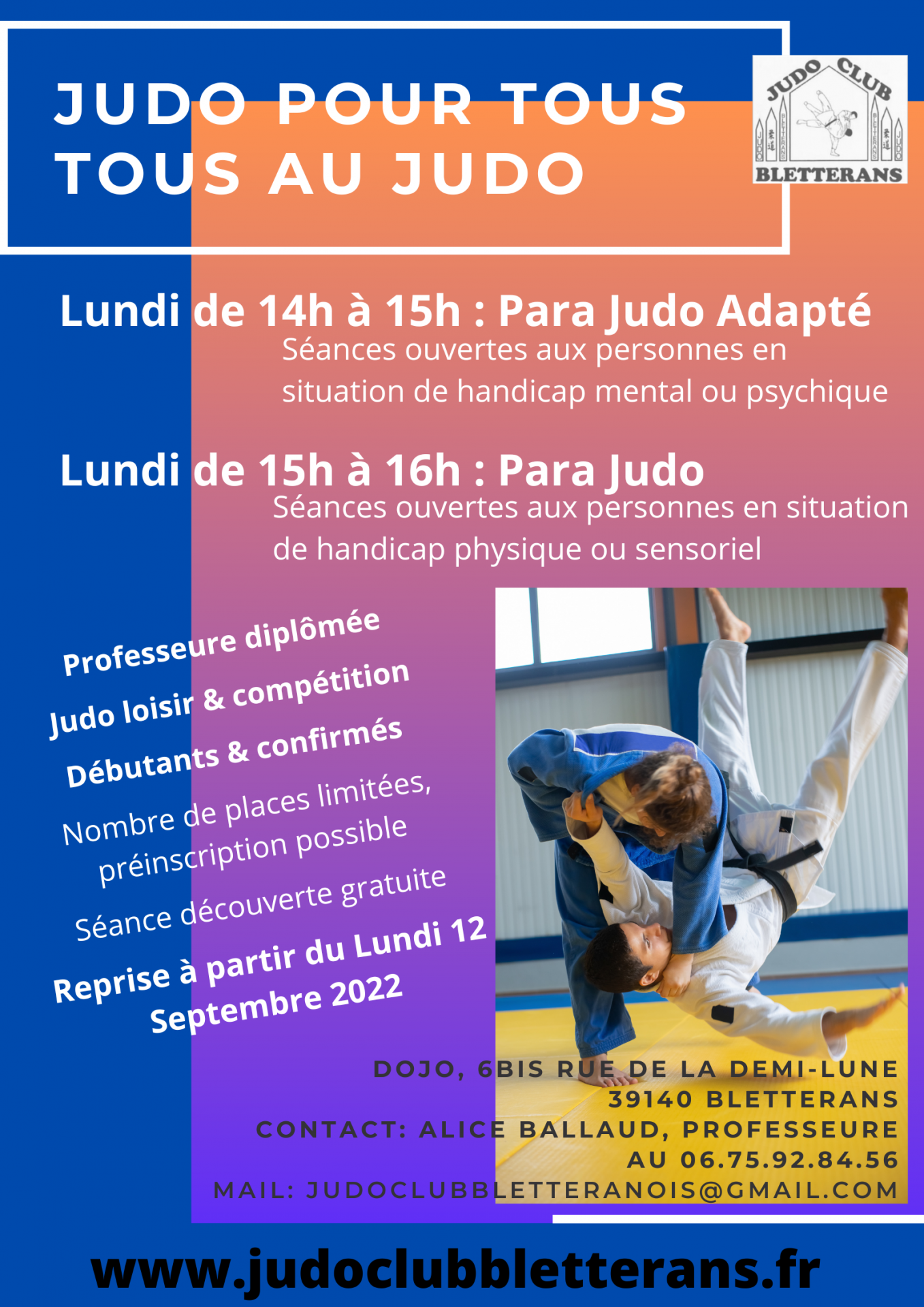 Affiche para judo et para judo adapte jcb 2022 2023