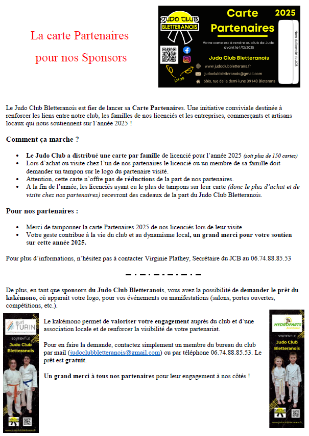 Carte partenaires sponsors